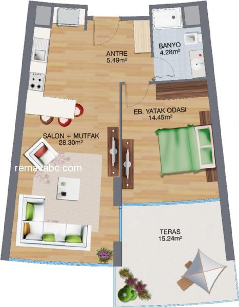 Ağaoğlu Maslak 1453 T2 Blok' ta Full Eşyalı Kiralık 1+1