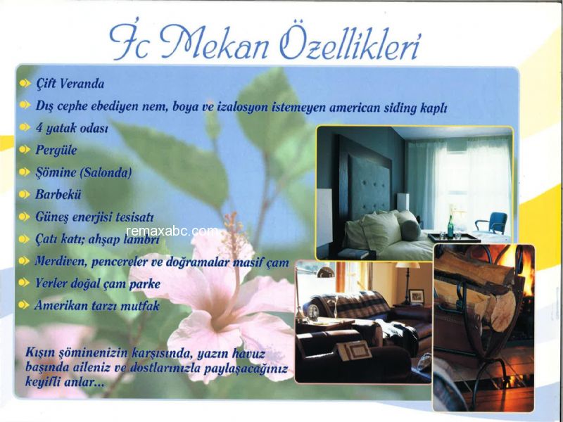 Re/max Abc M.Selçuk Kalay' dan Şile Şelale Konakları 4+2 Satılık Tripleks Villa Şile