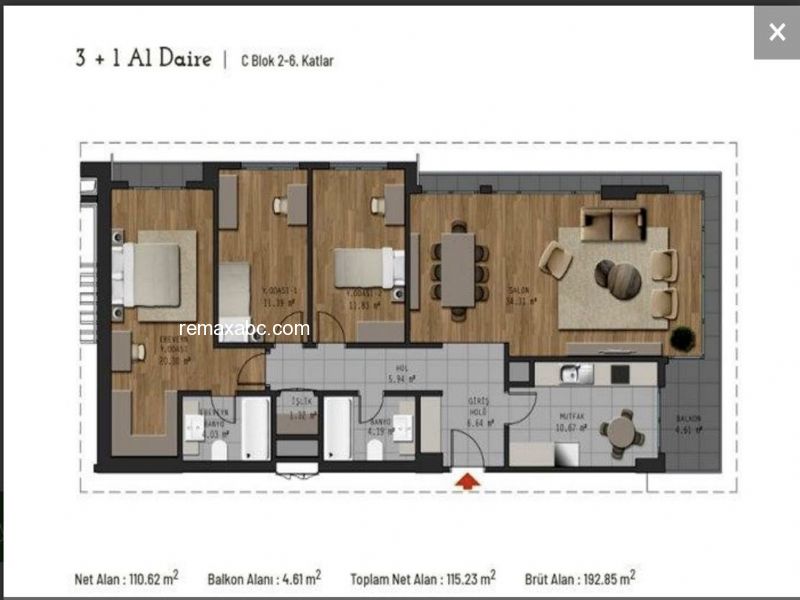 MESA CADDE SİTESİNDE 3+1 SATILIK DAİRE