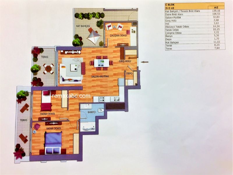 MY TOWERLAND ATAŞEHİR 3385 ADA 1 BALKON + 2 TERASLI KİRALIK 3+1